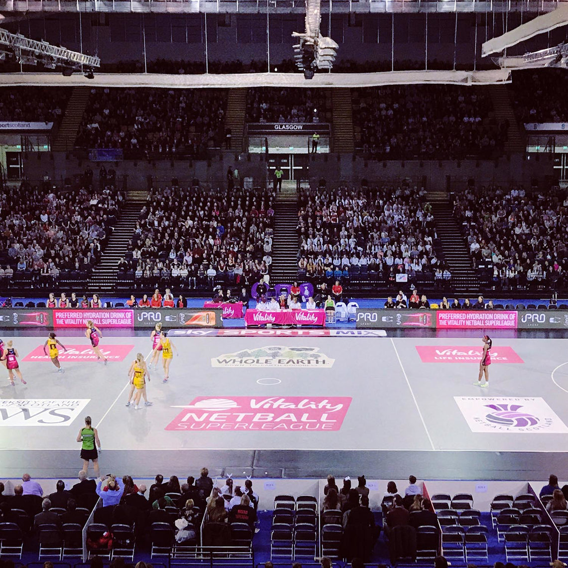 Grey/Black Roll-Out Vinyl Netball/Basketball Court-Sportserve