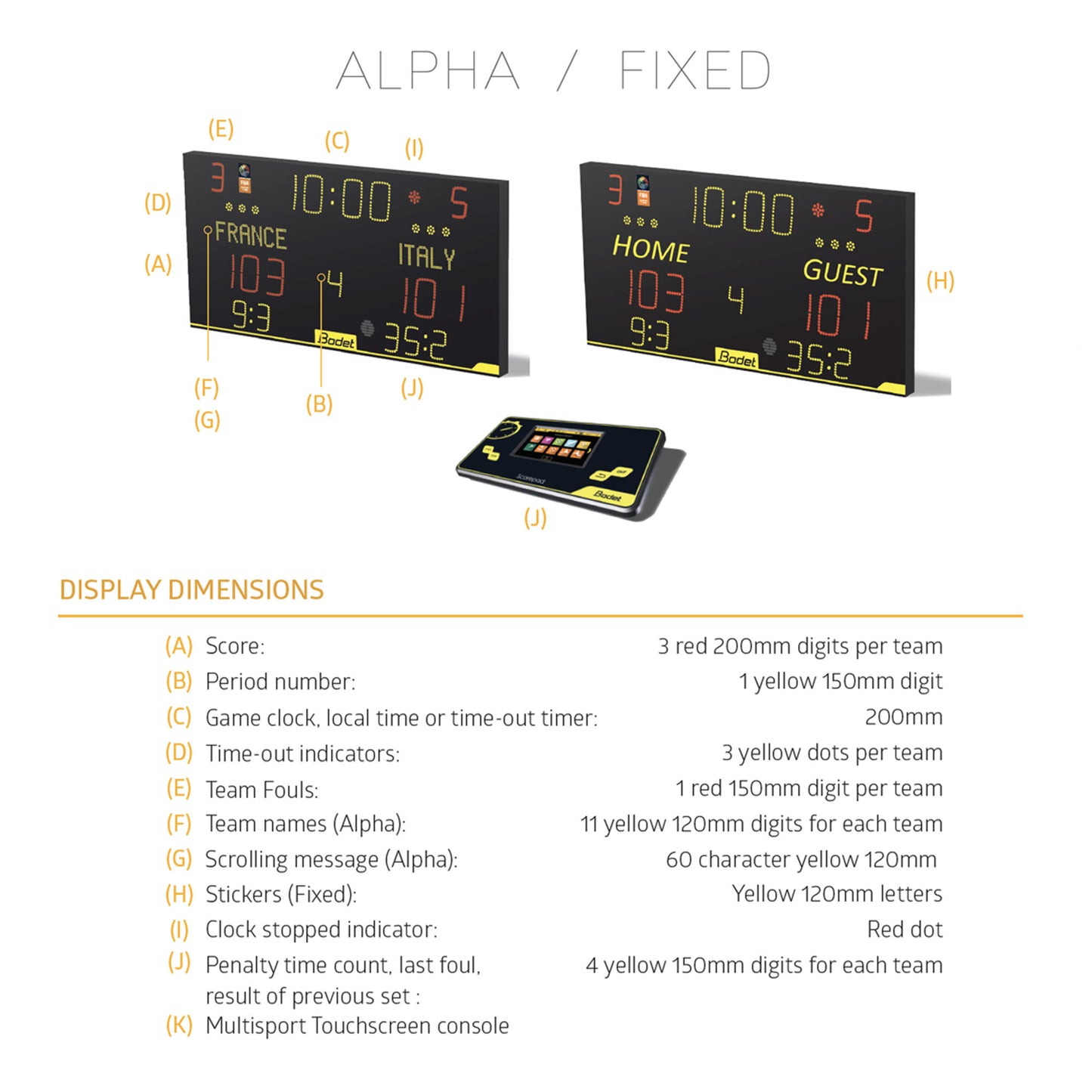 Indoor Scoreboard-Bodet 8T120 Alpha & 8T120-Sportserve