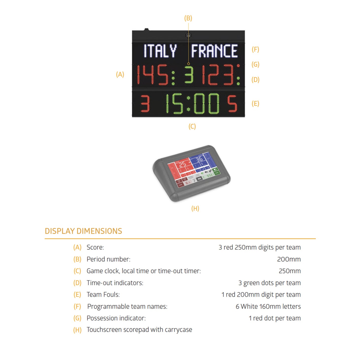 Indoor Scoreboard-Favero FC50H25N-Sportserve