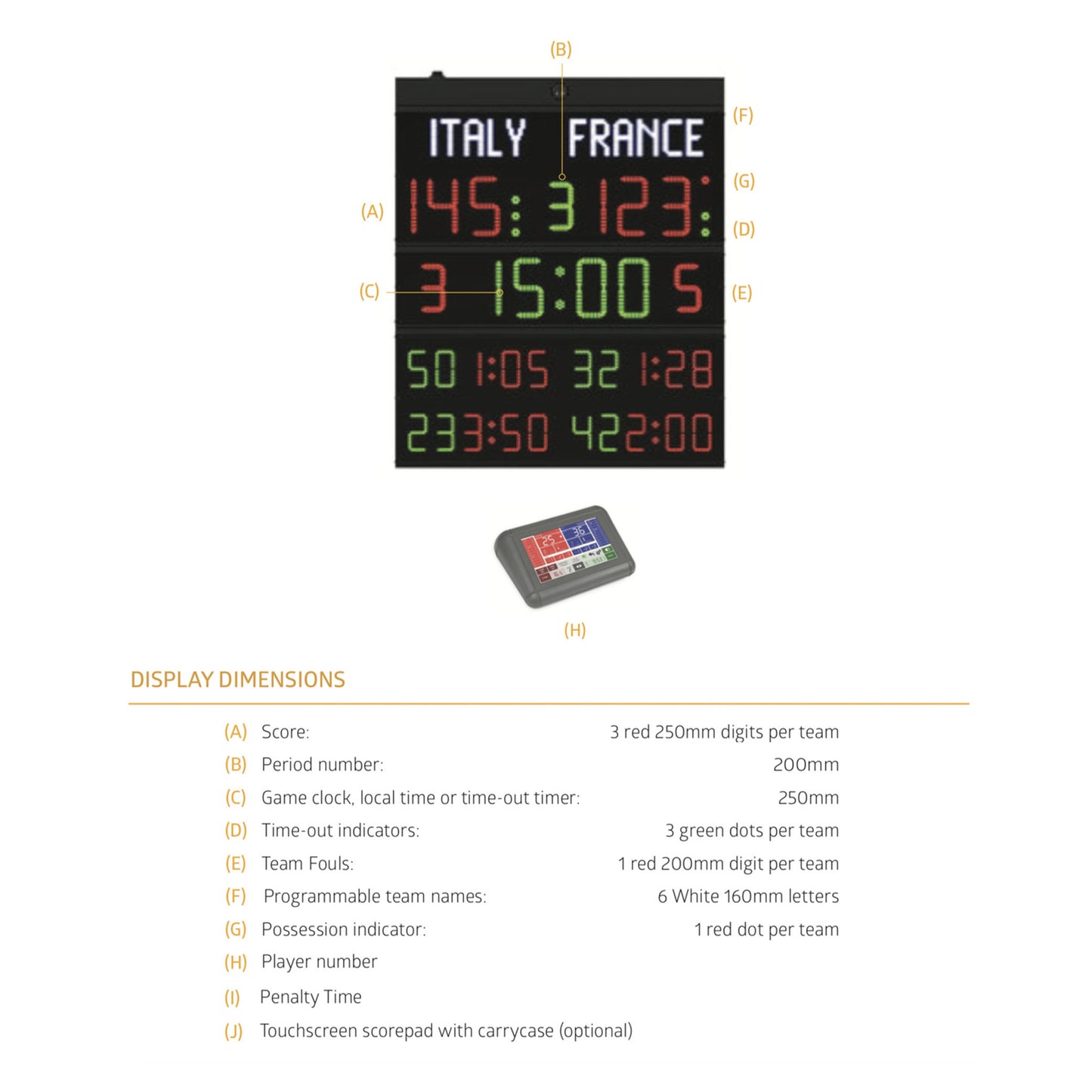 Indoor Scoreboard-Favero FC60H25N-Sportserve