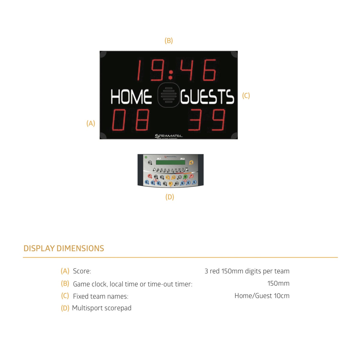 Indoor Scoreboard-Stramatel 452 ME 800-Sportserve