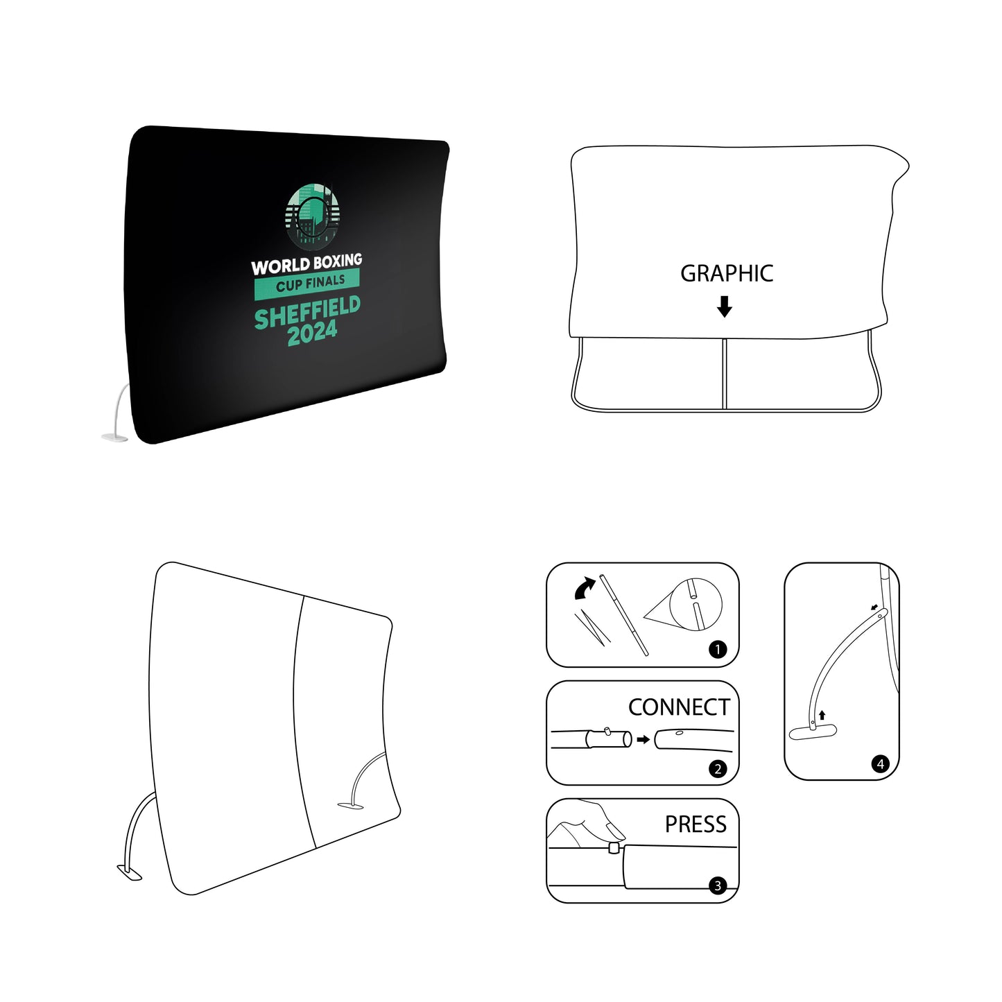 Printed Stretch Fabric Media Wall - U Shape