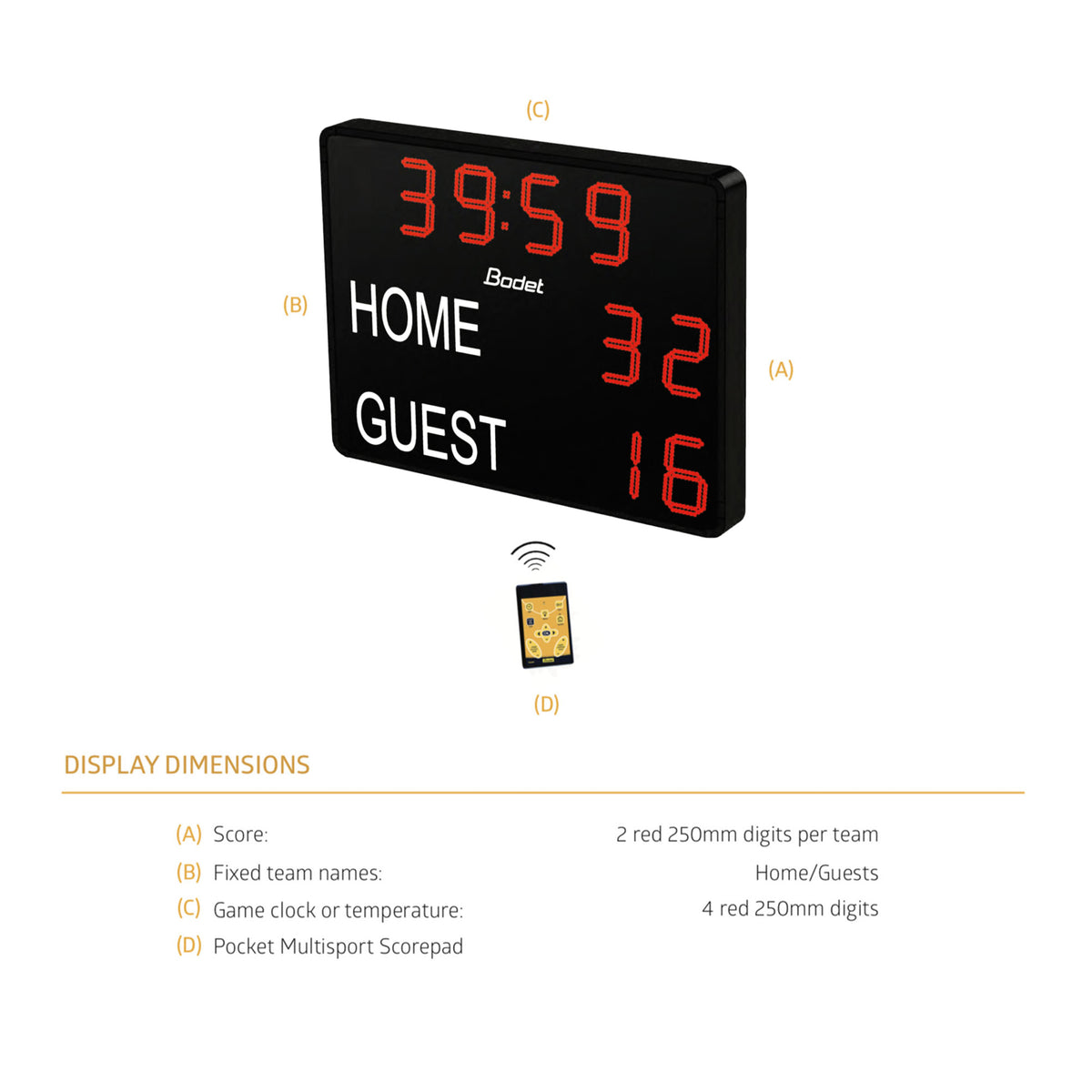 Scoreboard Dimensions Outdoor Scoreboard-Bodet 2025 Classic-Sportserve